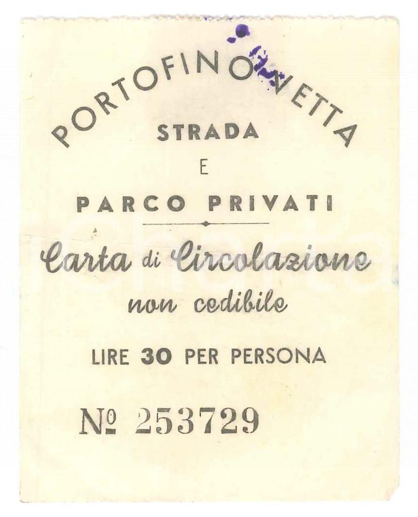Oggetto da collezione cartaceo 1955 PORTOFINO VETTA Strada e parco privati  Carta di circolazione 6x8 cm 4 1
