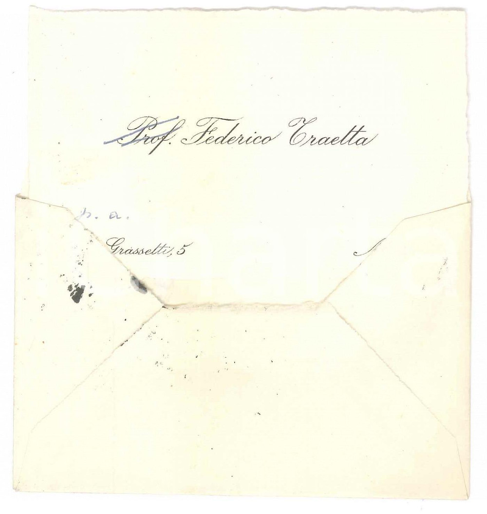 Oggetto da collezione cartaceo 1955 MODENA Vicolo Grassetti  Prof. Federico TRAETTA Biglietto da visita 10x7 1