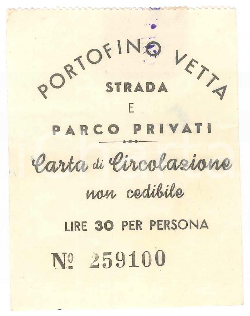 Oggetto da collezione cartaceo 1955 PORTOFINO VETTA Strada e parco privati  Carta di circolazione 6x8 cm 1 1