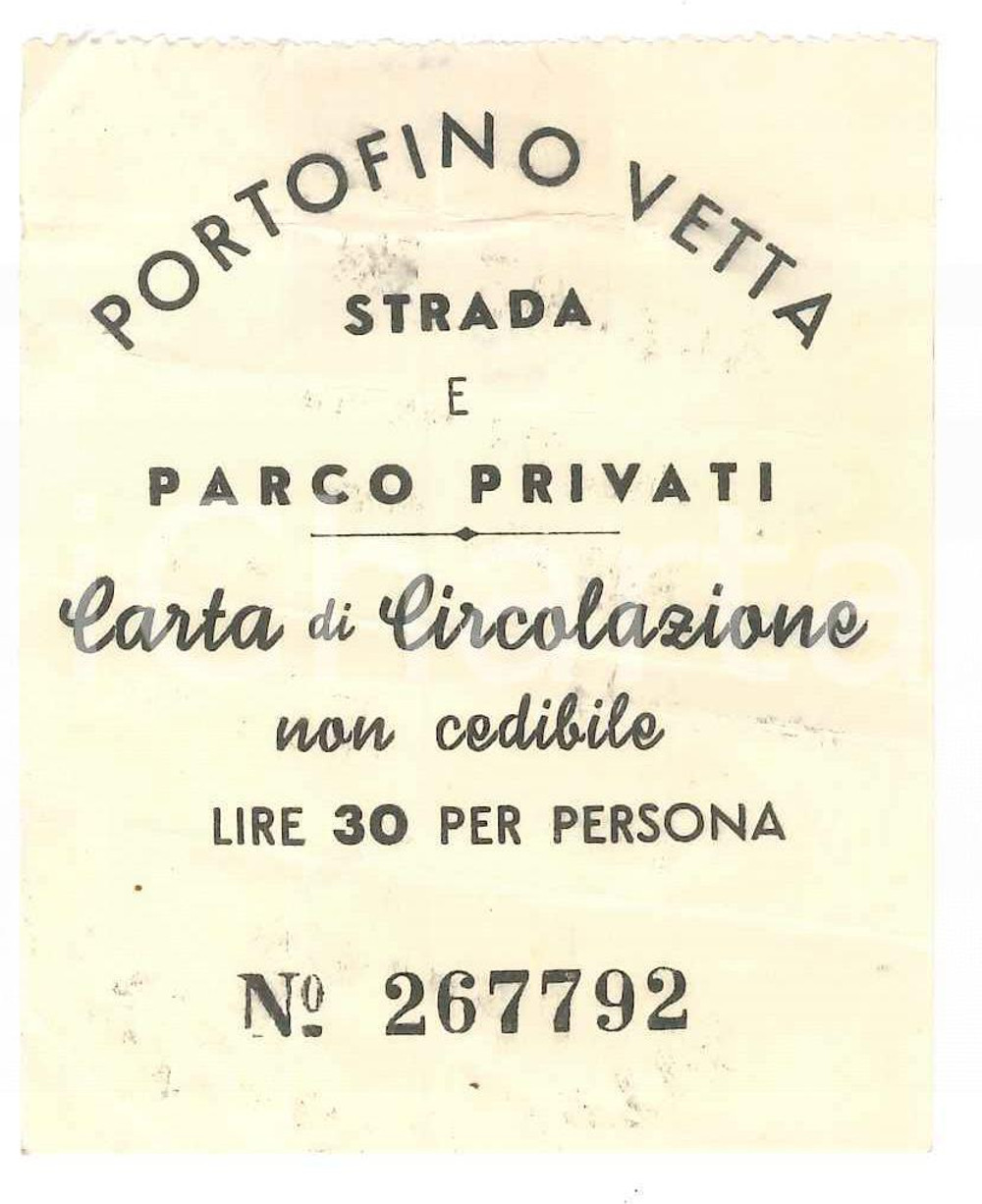 Oggetto da collezione cartaceo 1955 PORTOFINO VETTA Strada e parco privati  Carta di circolazione 6x8 cm 3 1