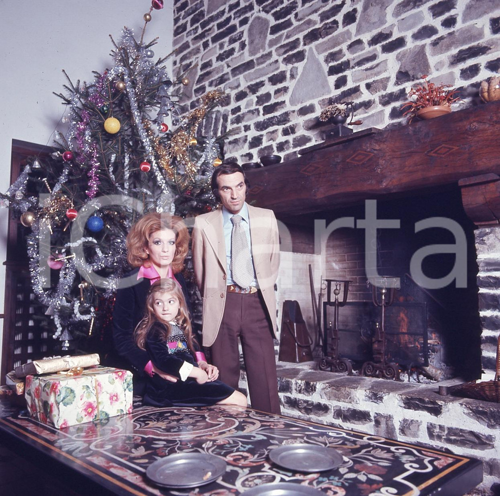 Fotografia d epoca originale 6X6cm DIAPOSITIVA ORIGINALE  1970 ca Iva ZANICCHI Michela e Antonio ANSOLDI 1