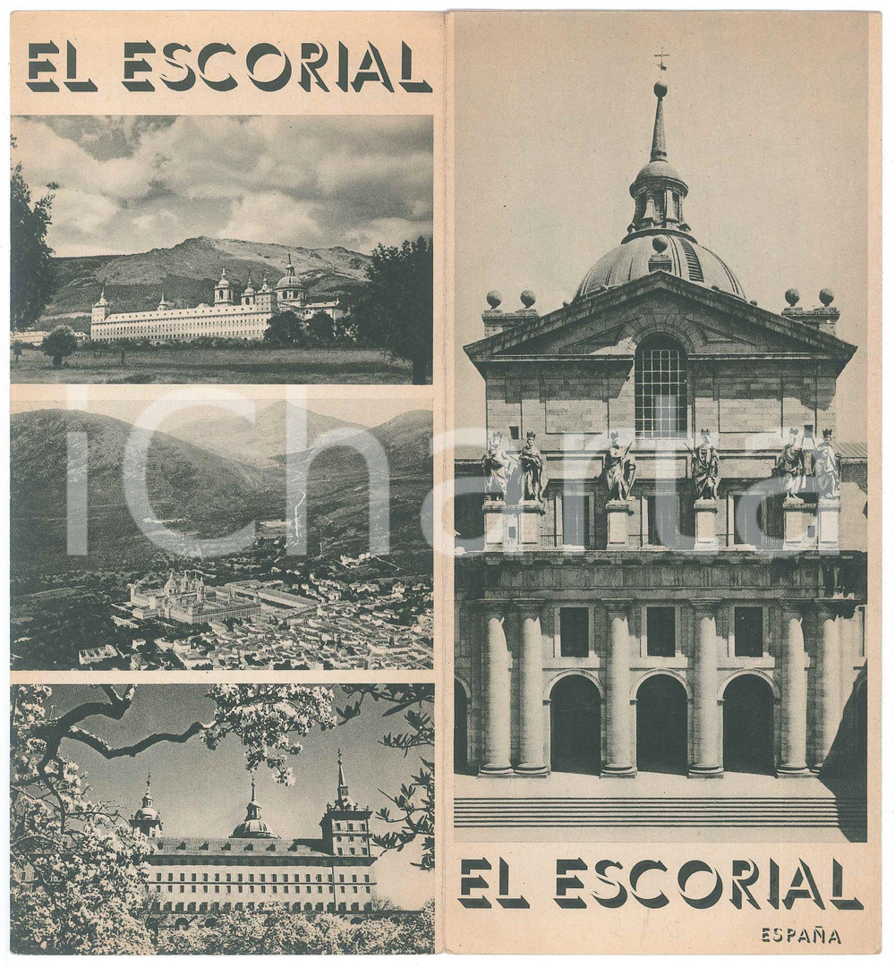 Materiale pubblicitario d’epoca 1940 ca TURISMO ESPAÃ‘A  EL ESCORIAL  San Lorenzo  Pieghevole ILLUSTRATO 1