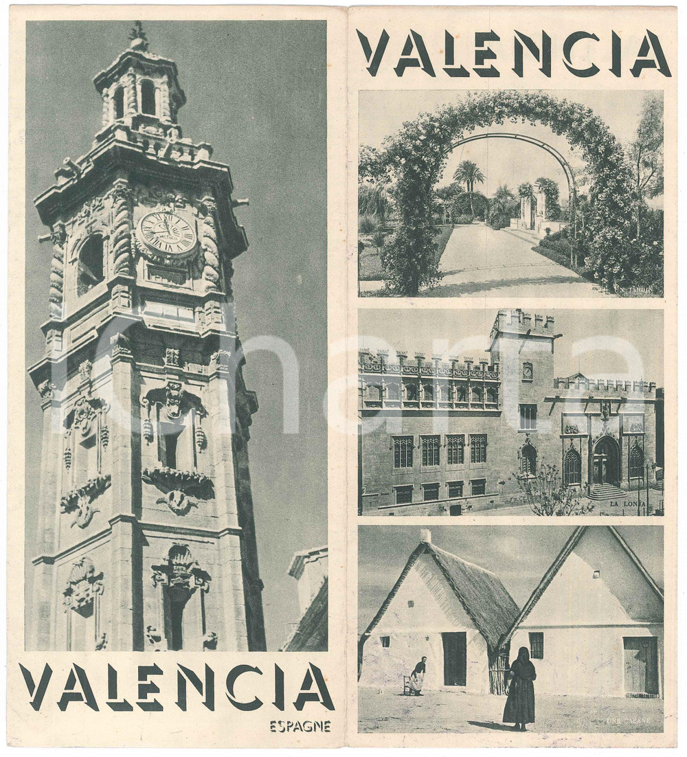 Materiale pubblicitario d’epoca 1940 ca TURISMO ESPAÃ‘A  VALENCIA  Pieghevole ILLUSTRATO French 1