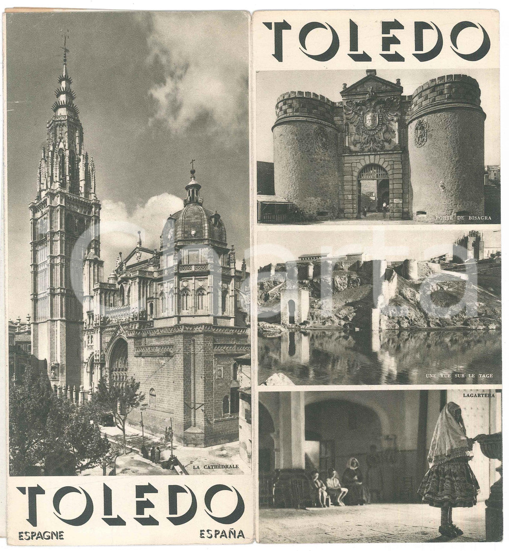 Materiale pubblicitario d’epoca 1940 ca TURISMO ESPAÃ‘A  TOLEDO  Pieghevoli ILLUSTRATI French 1