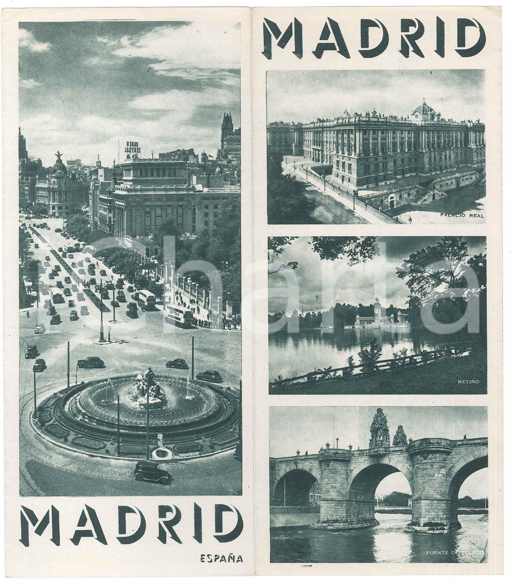 Materiale pubblicitario d’epoca 1940 ca TURISMO ESPAÃ‘A  MADRID  Pieghevole ILLUSTRATO EspaÃ±ol 1