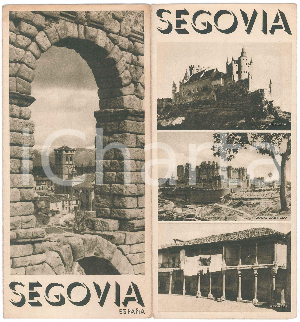 Materiale pubblicitario d’epoca 1940 ca TURISMO ESPAÃ‘A  SEGOVIA Pieghevoli ILLUSTRATI French EspaÃ±ol 1