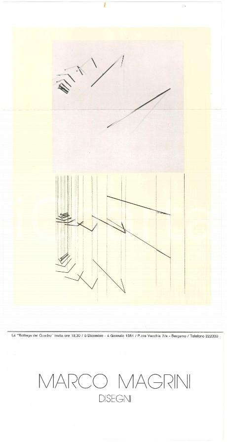 Materiale pubblicitario d’epoca 1981 BERGAMO Bottega del Quadro  Mostra Marco Magrini Disegni  Pieghevole 1
