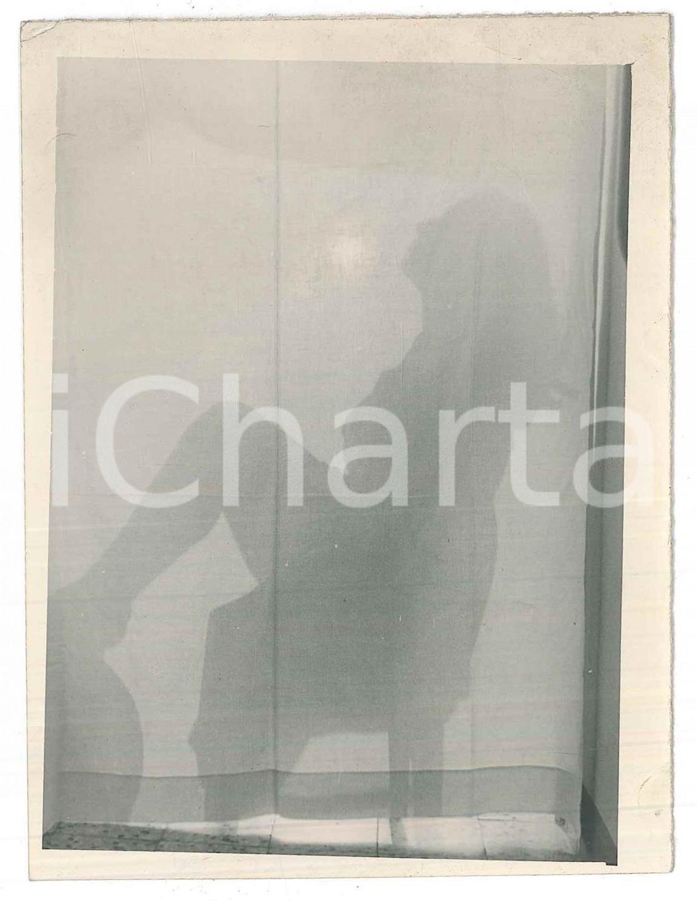 Fotografia d epoca originale 1940 ca ITALIA  Dietro la tenda  Donna seduta Foto artistica 9x12 cm 1