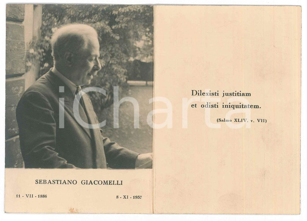 Documento originale, autentico 1957 PADOVA Sebastiano GIACOMELLI avvocato  Santino lutto 1