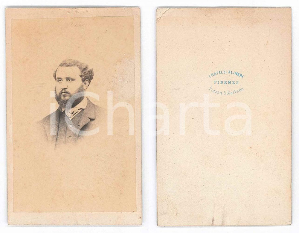 Fotografia d epoca originale 1870 ca FIRENZE Ritratto di giovane uomo  Busto Foto Fratelli ALINARI CDV 1