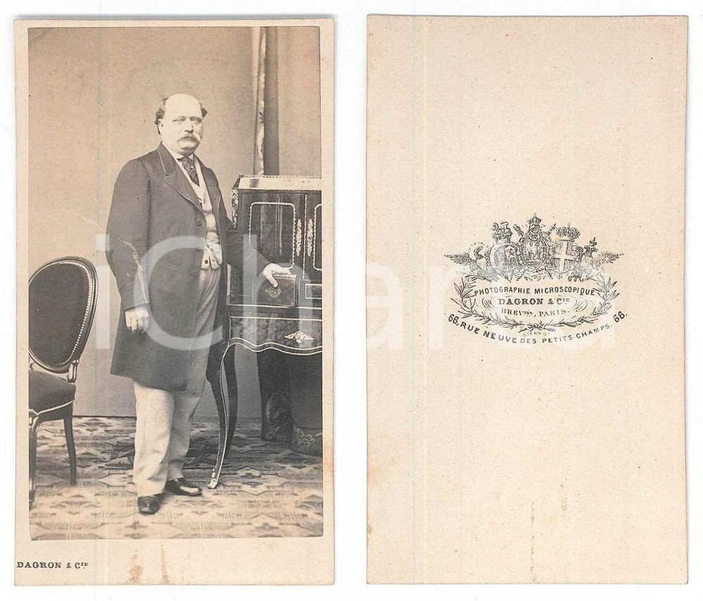 Fotografia d epoca originale 1870 ca PARIS Ritratto maschile allo scrittoio Fotografia DAGRON CDV 1