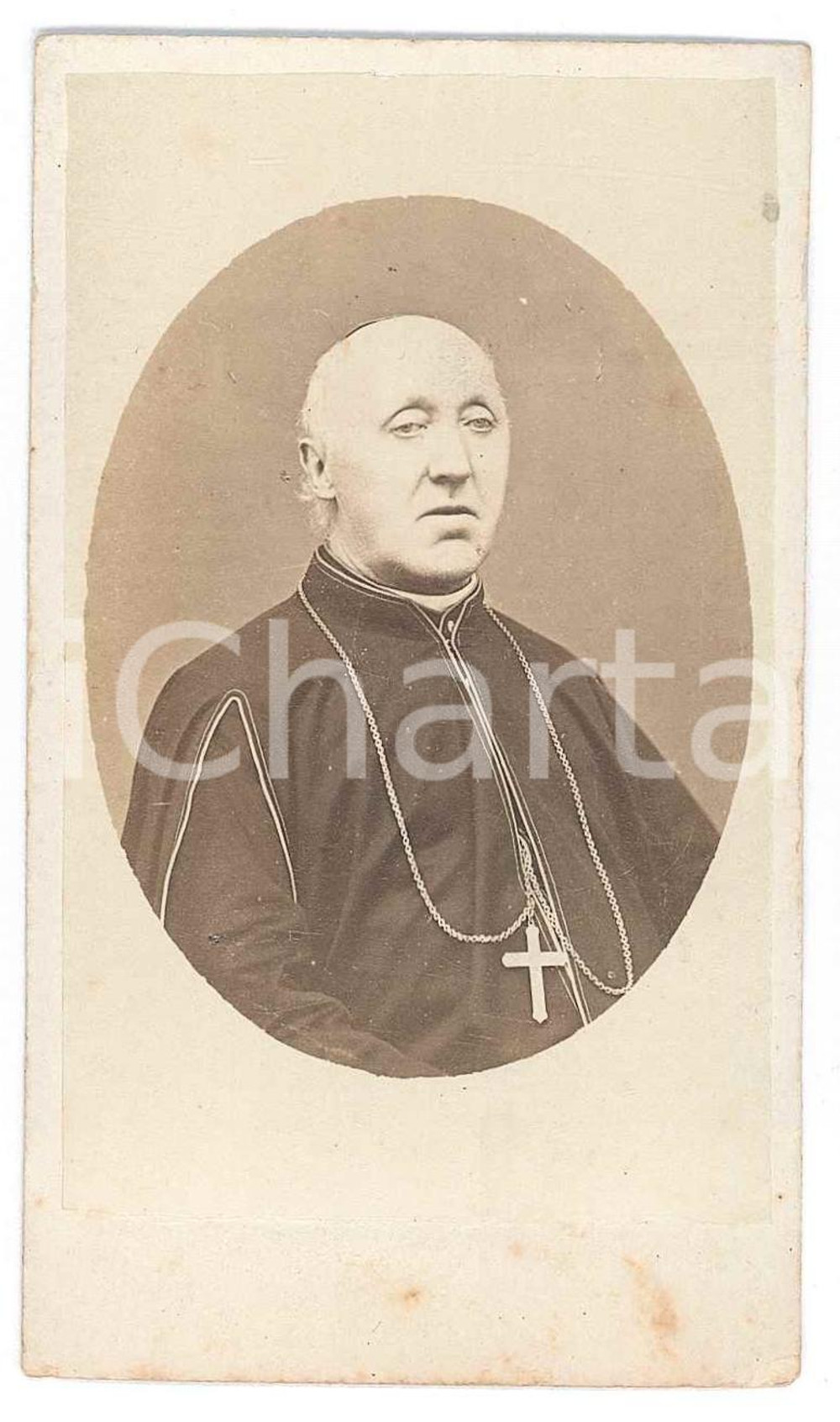 Fotografia d epoca originale 1870 ca ITALIA Ritratto di vescovo  Busto  Foto CDV 1
