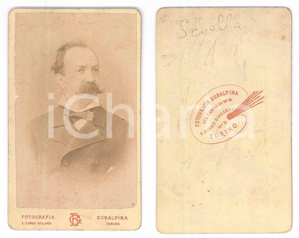 Fotografia d epoca originale 1870 ca TORINO Famiglia SCIOLLA  Ritratto maschile  Fotografia SUBALPINA CDV 1