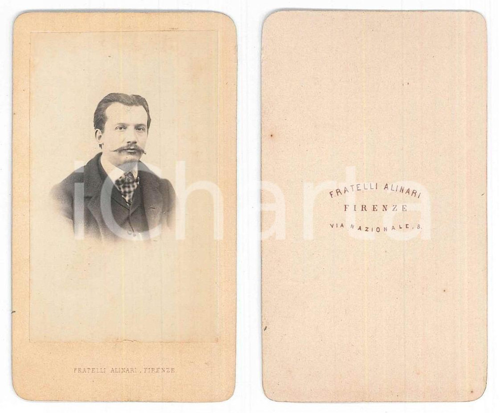 1870 ca FIRENZE Uomo con cravatta a quadretti - Ritratto - Foto Fratelli ALINARI