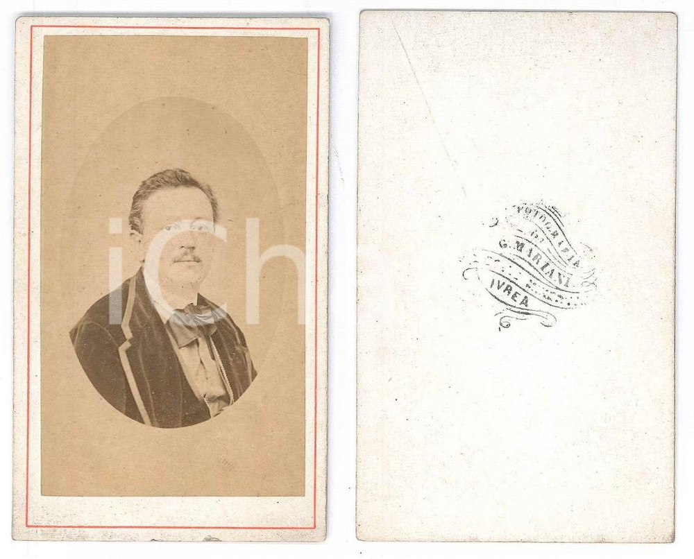 Fotografia d epoca originale 1875 ca IVREA Ritratto maschile  Busto  Foto G. MARIANI CDV 1