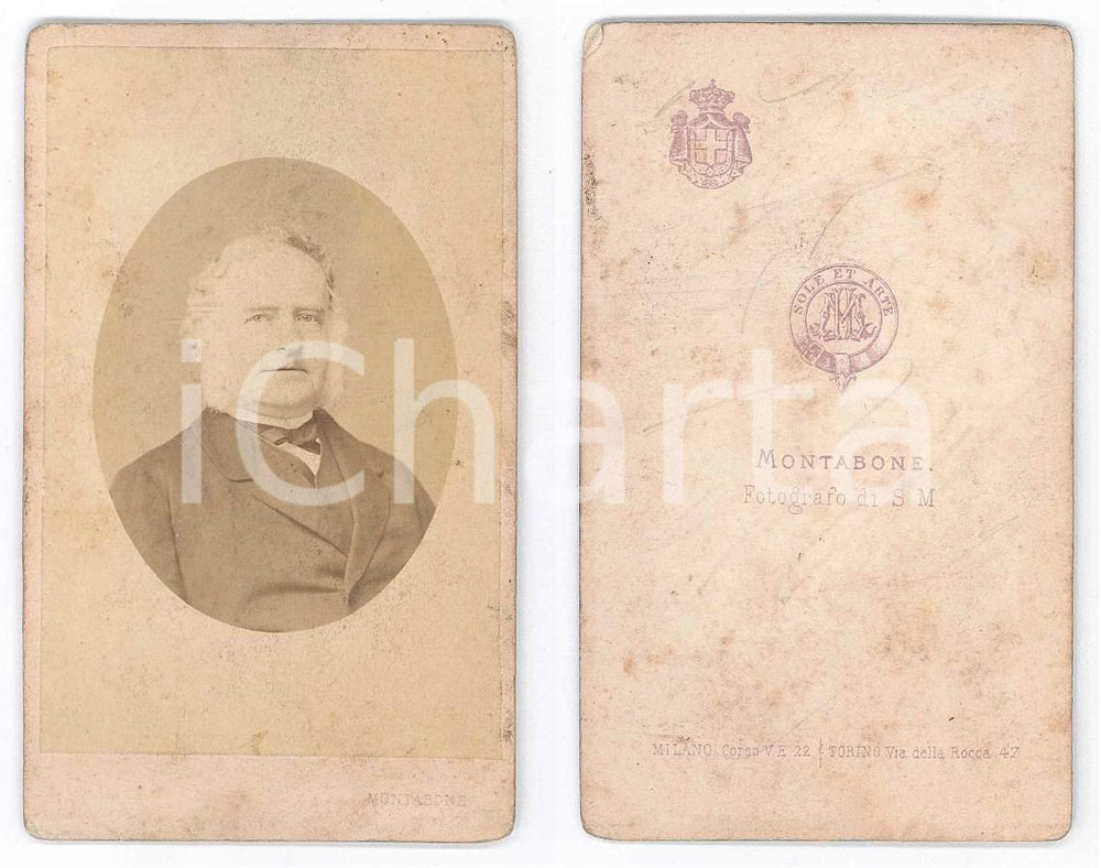 Fotografia d epoca originale 1875 ca TORINO Ritratto maschile  Busto  Fotografia MONTABONE CDV 1