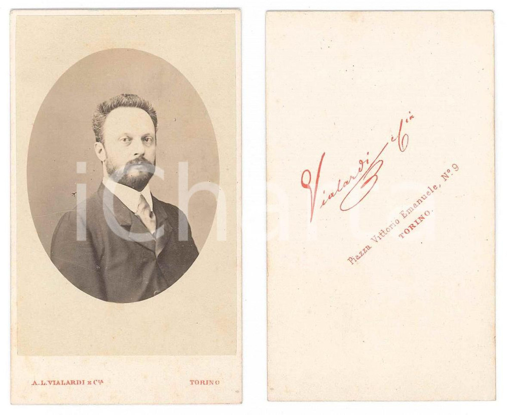 Fotografia d epoca originale 1870 ca TORINO Giovane uomo  Ritratto Fotografia A. VIALARDI CDV 1