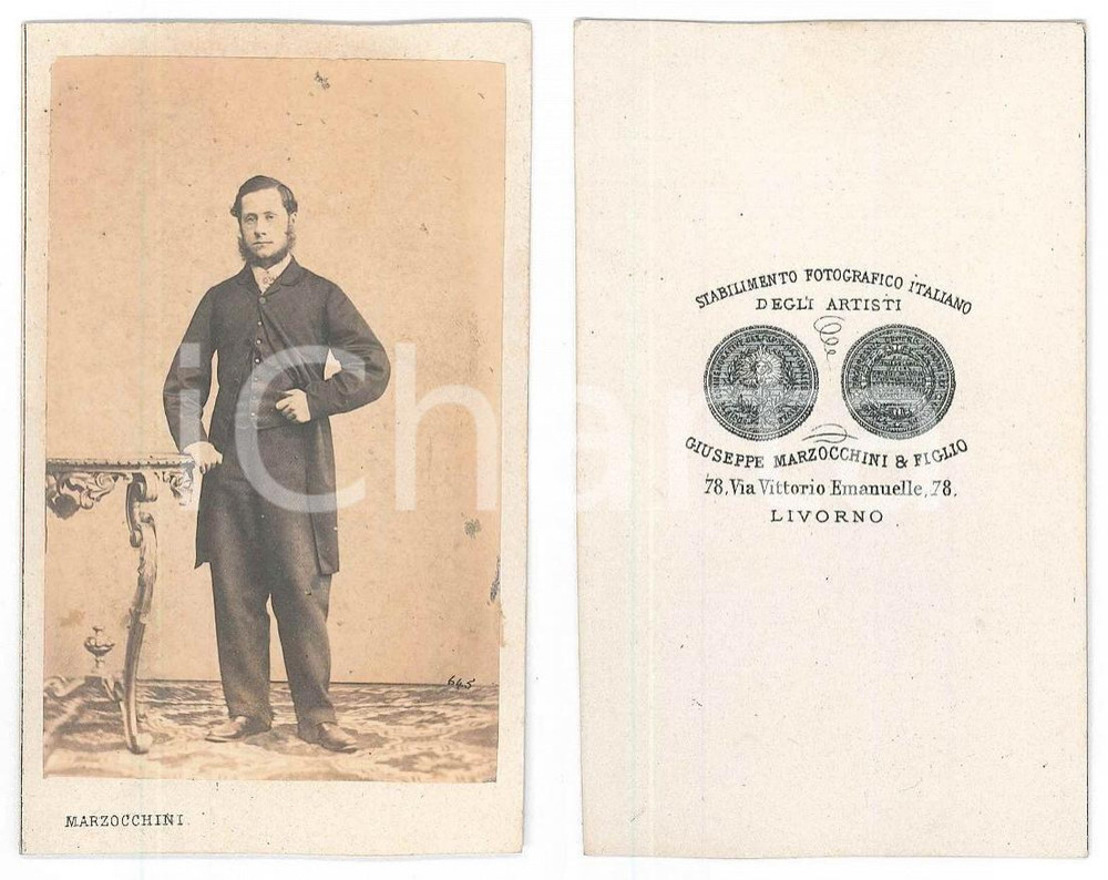 1870 ca LIVORNO Ritratto di un giovane uomo *Foto Giuseppe MARZOCCHINI CDV