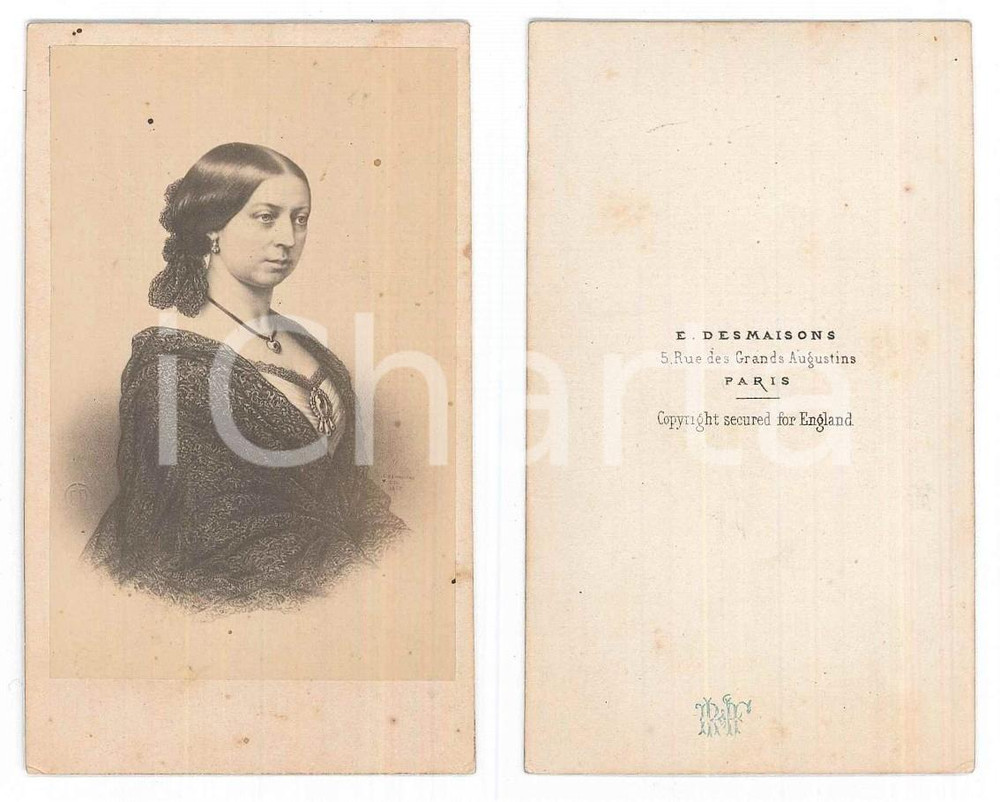 Fotografia d epoca originale 1870 ca Nobildonna con scialle ricamato  Foto DESMAISONS PARIS CDV 1