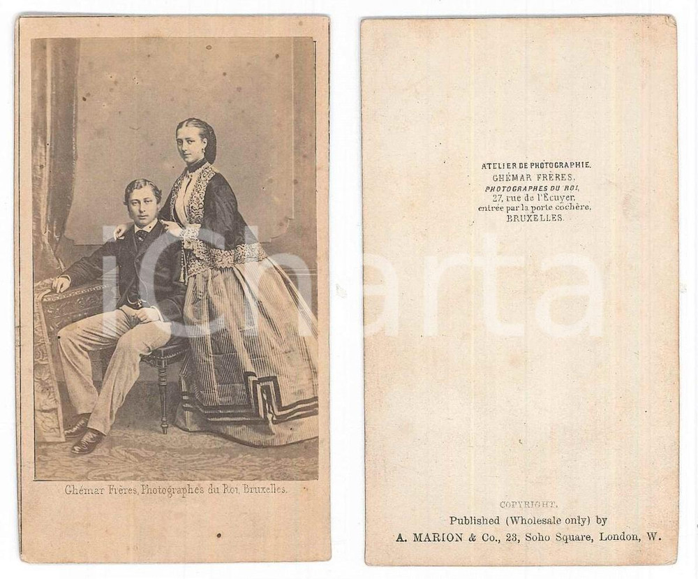 Fotografia d epoca originale 1870 ENGLAND King Edward VII Queen Alexandra as Prince and Princess Wales Photo 1