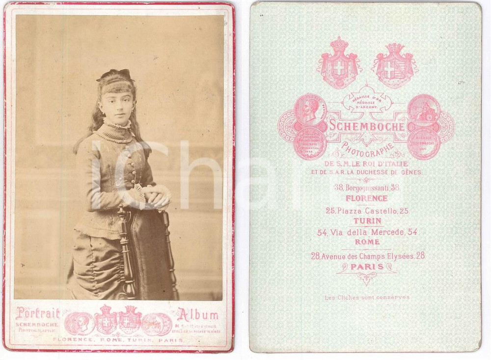 Fotografia d epoca originale 1880 ca NOBILTA  TORINO Ritratto di un adolescente Foto SCHEMBOCHE 11x16 1