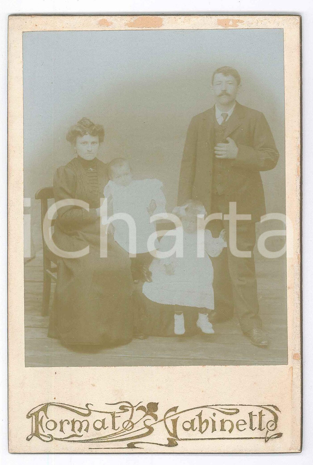 Fotografia d epoca originale 1915 ca COSTUME  ITALIA  Famiglia con due bambini  Foto anonima 11x16 1