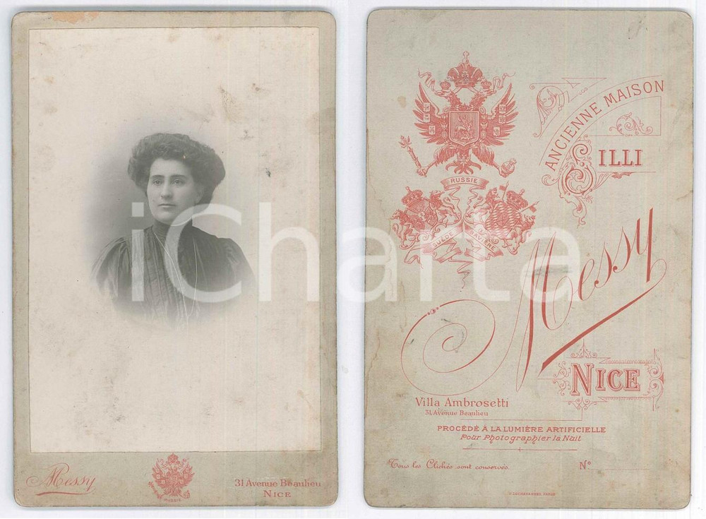 Fotografia d epoca originale 1900 ca NICE FRANCE Portrait de femme en robe noire Photo MESSY 11x16 cm 1