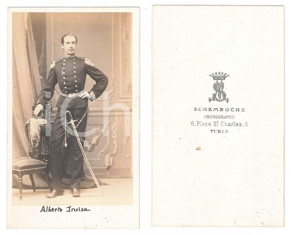 Fotografia d epoca originale 1865 TORINO  Scuola di Applicazione  Alberto INCISA DI CAMERANA Foto 1
