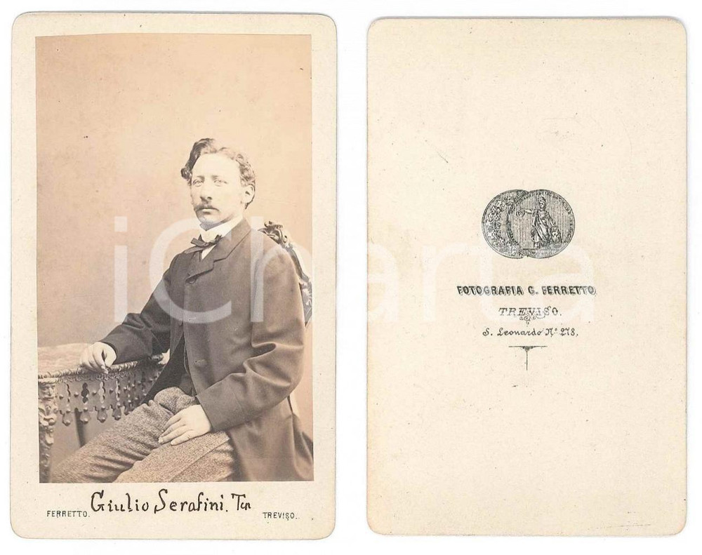 Fotografia d epoca originale 1846 TREVISO Tenente Giulio SERAFINI  5Â° Regg. Artiglieria Foto FERRETTO CDV 1