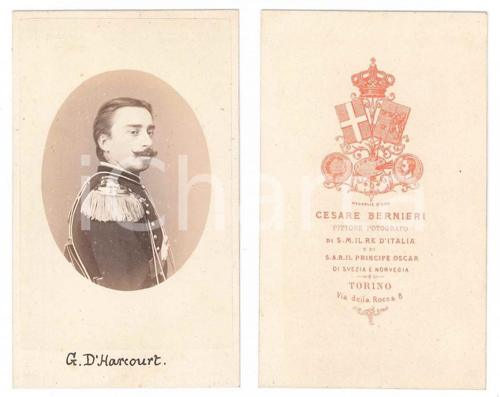 1870 TORINO Conte Giuseppe D'HARCOURT 9° Regg. Artiglieria *Foto Cesare BERNIERI