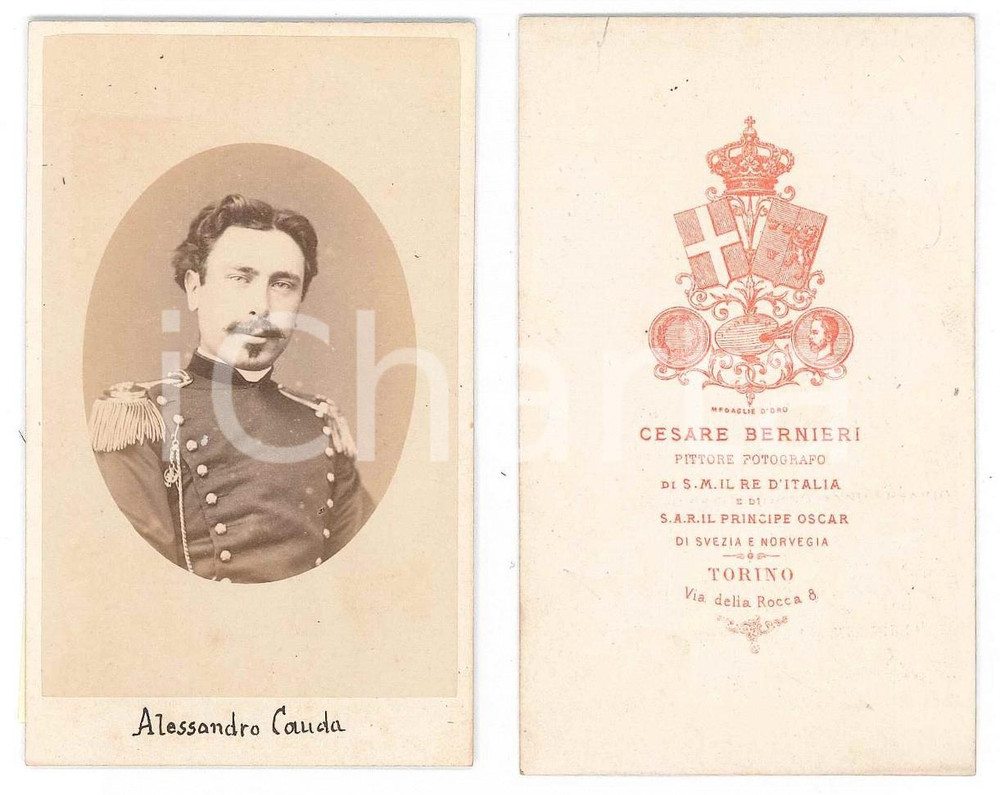 Fotografia d epoca originale 1866 TORINO  Scuola d Applicazione  Alessandro CAUDA Foto Cesare BERNIERI 1
