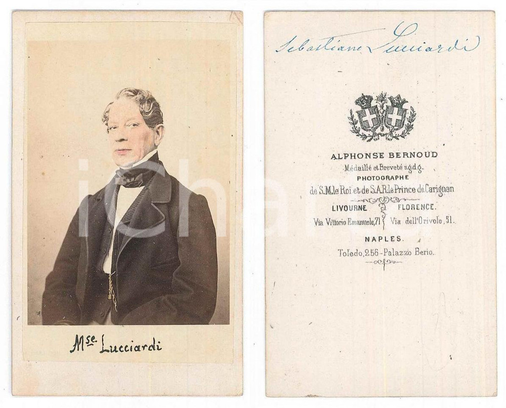 Fotografia d epoca originale 1866 Marchese Sebastiano LICCIARDI  Ritratto Foto Alphonse BERNOUD CDV 1