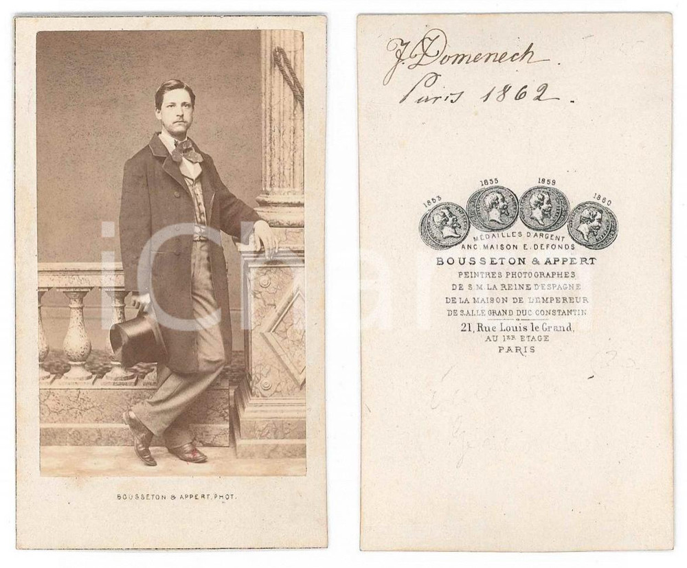 Fotografia d epoca originale 1862 PARIS  Ã‰cole SainteGeneviÃ¨ve  Jules DOMENECH Photo BUSSETON & APPERT 1