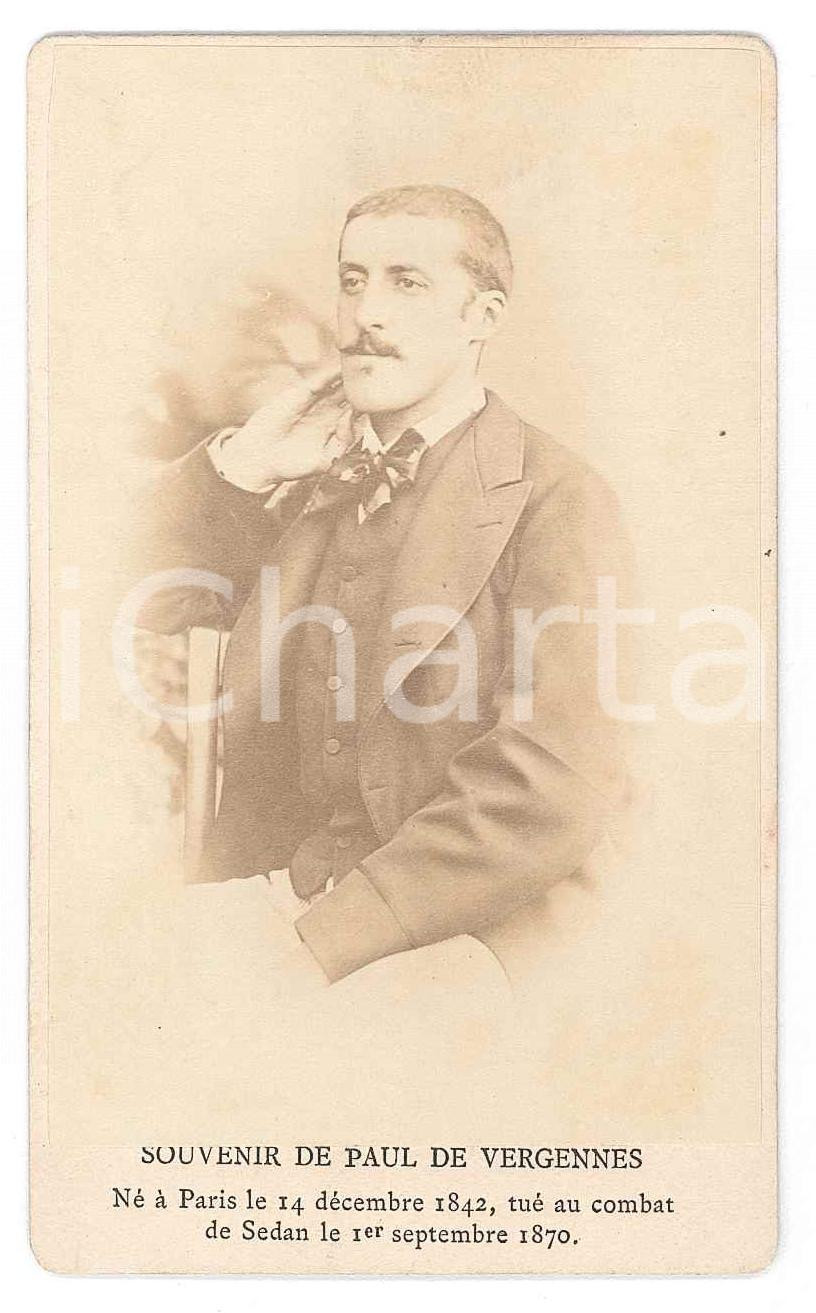 Fotografia d epoca originale 1870 FRANCE Paul DE VERGENNES tuÃ© au combat de Sedan  Photo CDV 1