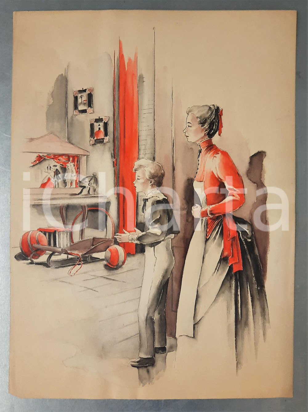 Stampa, bozzetto originale 1950 ca Franca PIZZI  Bozzetto originale  Letteratura per l infanzia 1 21x28 1