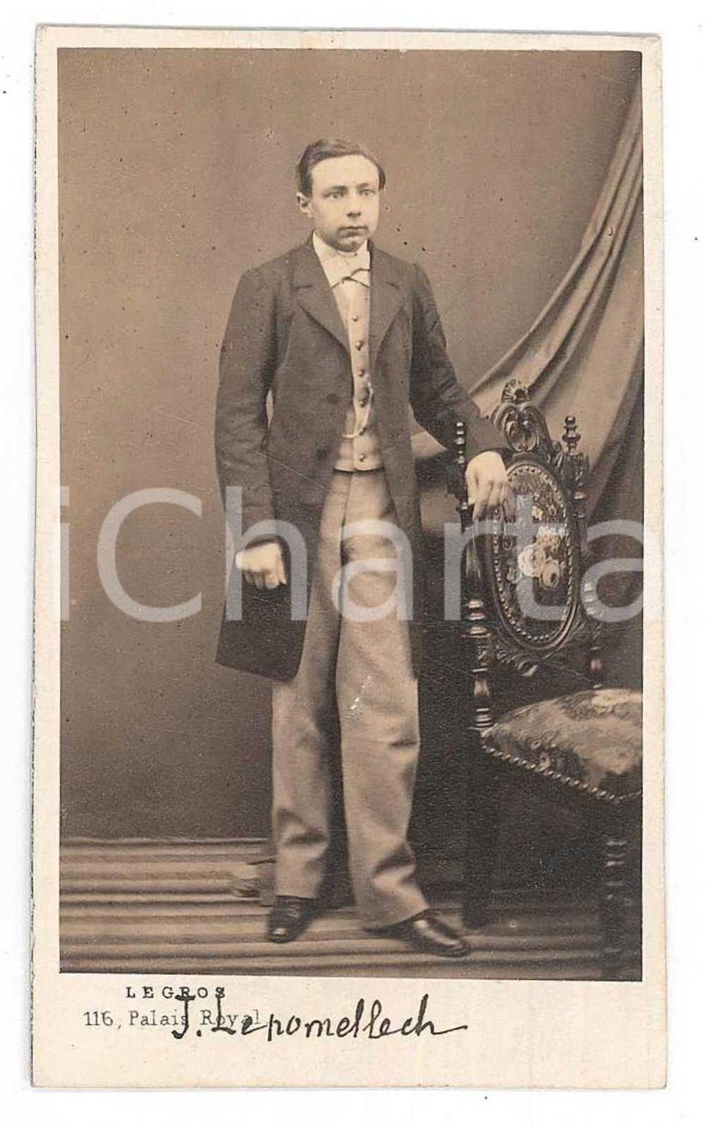 Fotografia d epoca originale 1862 PARIS Portrait de J. LEPOMELLECH  Photo LE GROS CDV 1