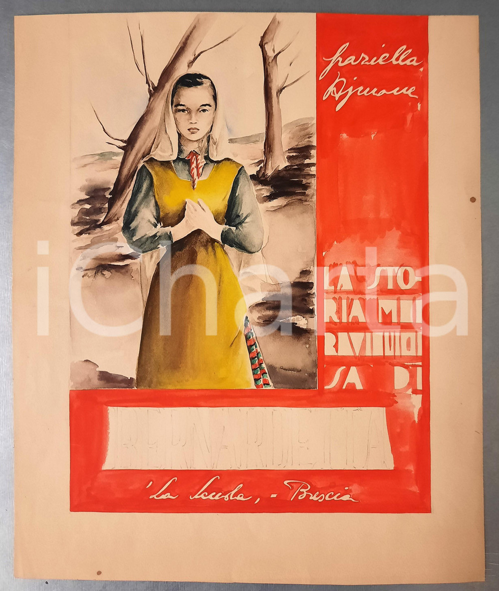 Stampa, bozzetto originale 1947 Franca PIZZI  Bozzetto originale per Bernardetta di Graziella AJMONE 1