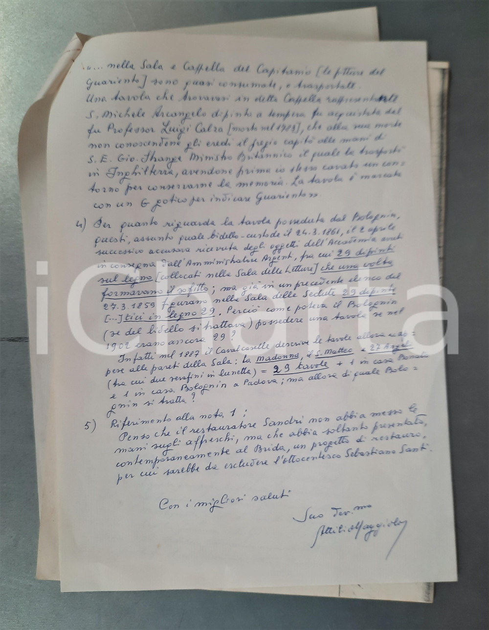 Autografo originale 1980 ca PADOVA Lettera Attilio MAGGIOLO su Accademia Patavina Autografo 1