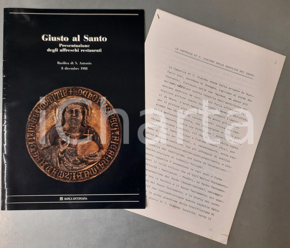 Libro, pubblicazione d epoca 1988 PADOVA Basilica S. Antonio  Giusto al Santo  Affreschi BANCA ANTONIANA 1