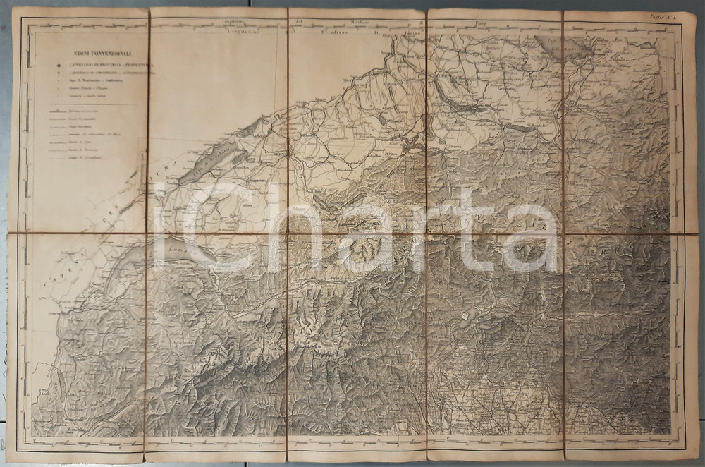 Mappa, planimetria storica 1900 ca IGMI ITALIA  Alpi Occidentali  Mappa su tela 60x42 cm 1