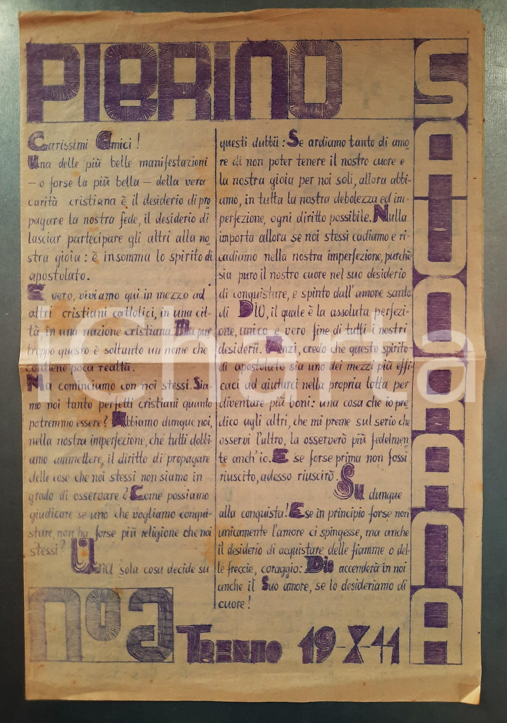 Giornale, rivista storica 1941 TRENTO Pierino Savorana  Giornalino gruppo Juventus  Anno 1 n° 6 1