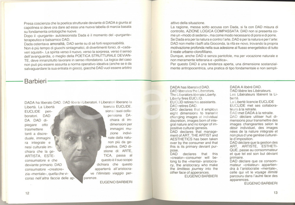 Libro, pubblicazione d epoca 1982 MILANO Galleria BONAPARTE  DAD di Carmelo Strano  Catalogo mostra 1