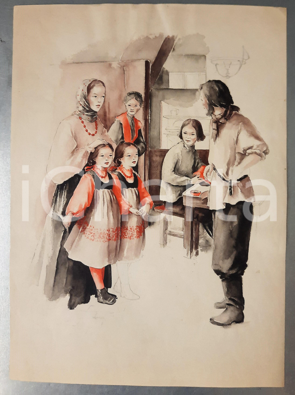Stampa, bozzetto originale 1950 ca Franca PIZZI  Bozzetto originale  Letteratura per l infanzia 2 22x31 1