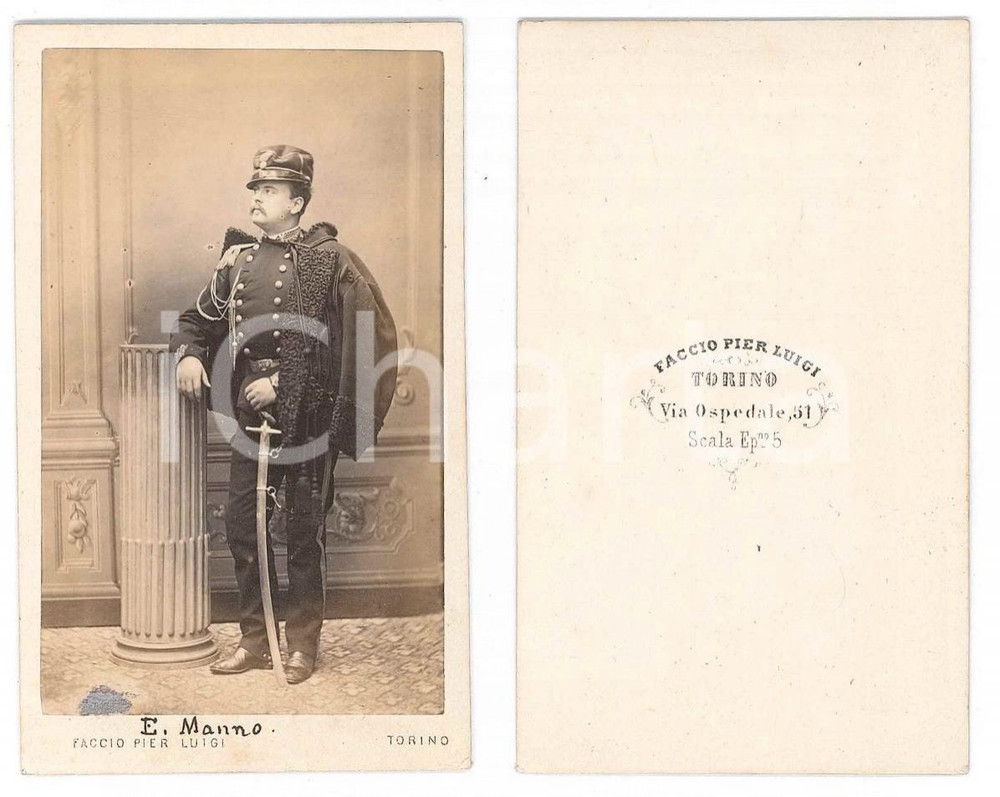 Fotografia d epoca originale 1863 TORINO  Scuola d Applicazione  Efisio MANNO Foto Pier Luigi FACCIO 1