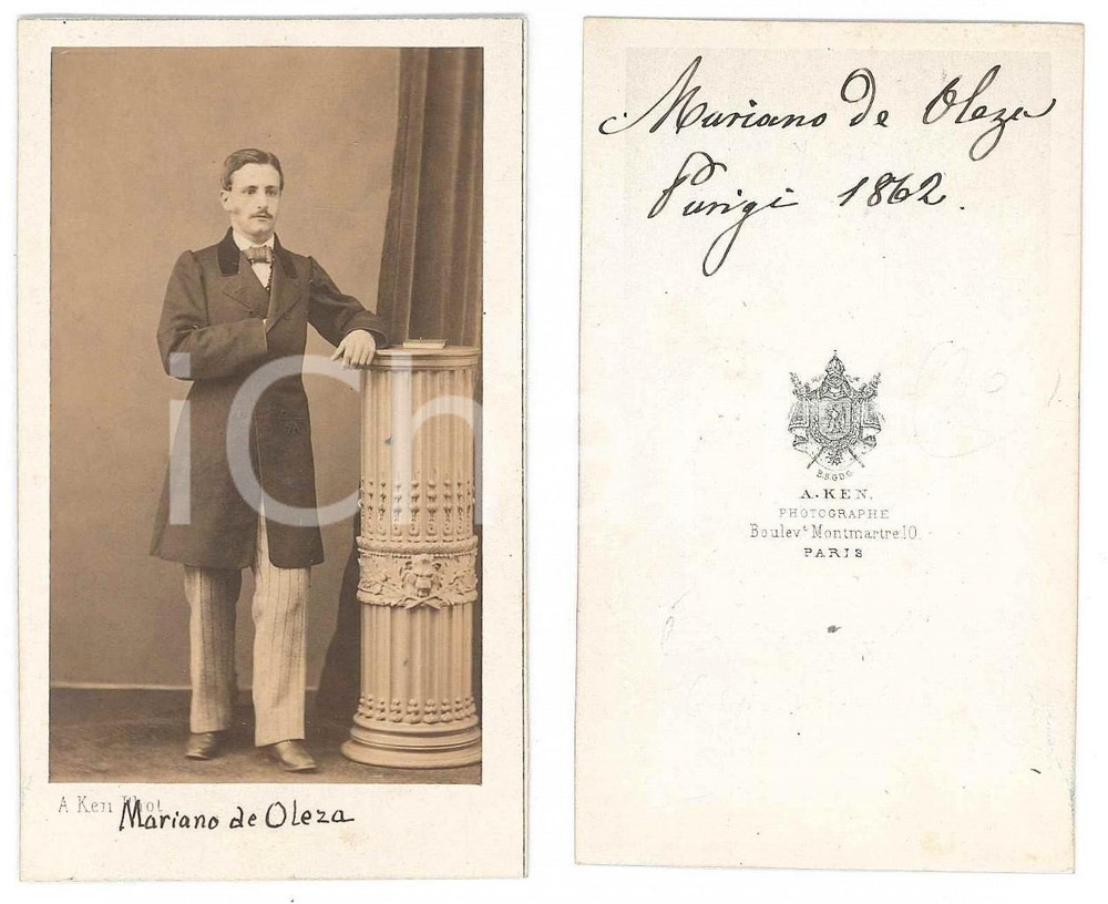 Fotografia d epoca originale 1862 PARIS  Ecole SainteGeneviève  Mariano de OLEZA Y CARRERA Foto A. KEN 1