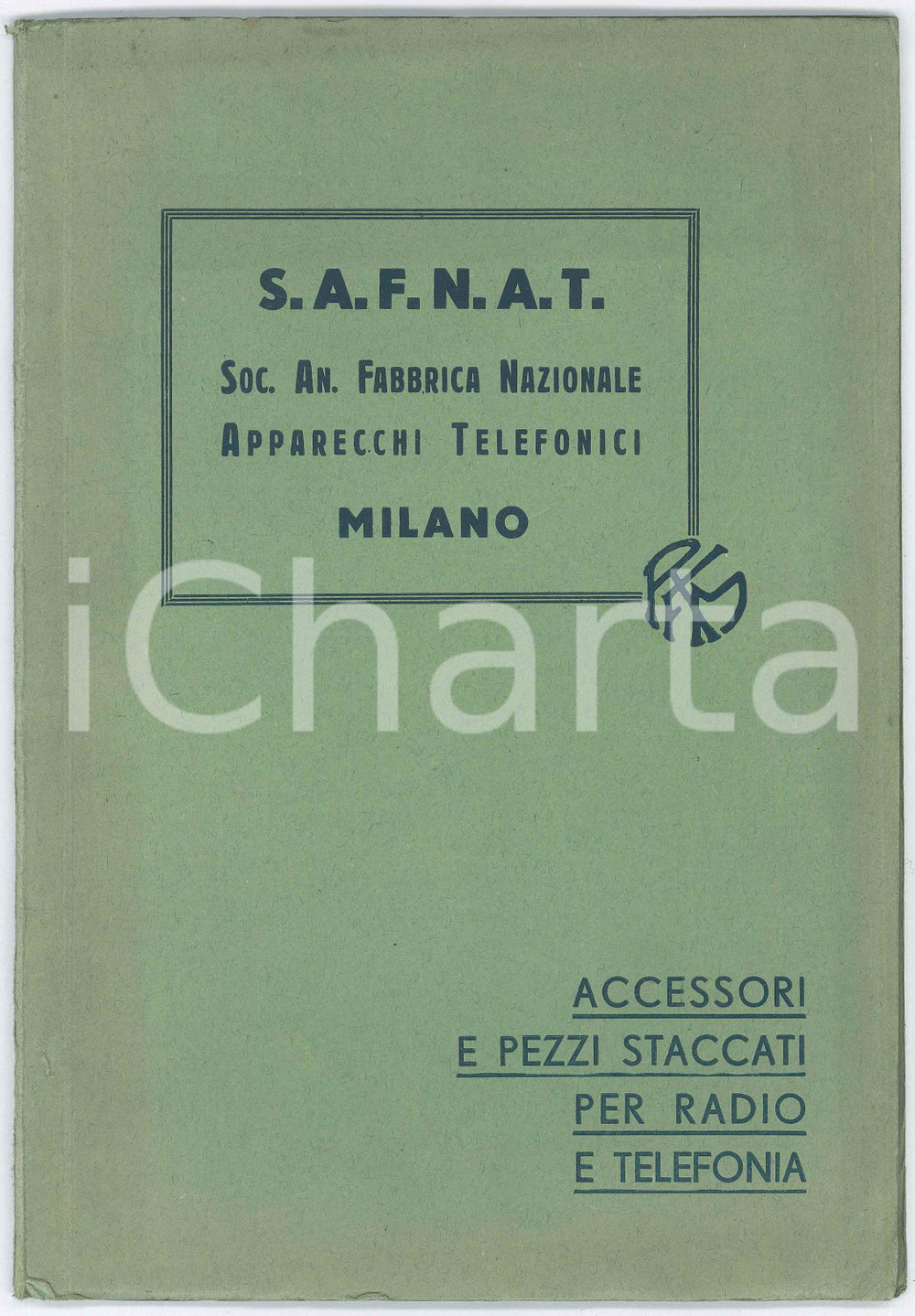 Materiale pubblicitario d’epoca 1930 ca MILANO  SAFNAT Catalogo apparecchi telefonici 1