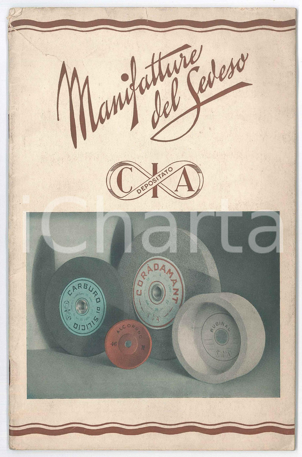Materiale pubblicitario d’epoca 1938 MILANO Manifatture del Seveso  Mole abrasive CIA Catalogo 1