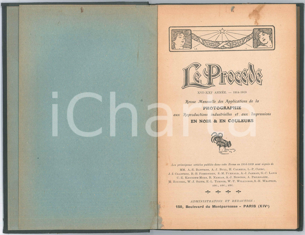 Giornale, rivista storica 1914–1919 PARIS LE PROCÉDÉ Revue mensuelle de photographie Annate rilegate 1