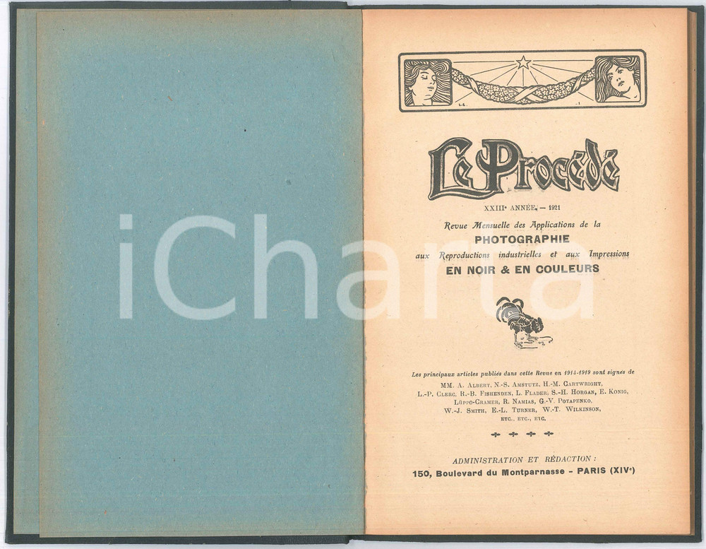 Giornale, rivista storica 1921 PARIS LE PROCÉDÉ Revue mensuelle de photographie Annata completa rilegata 1