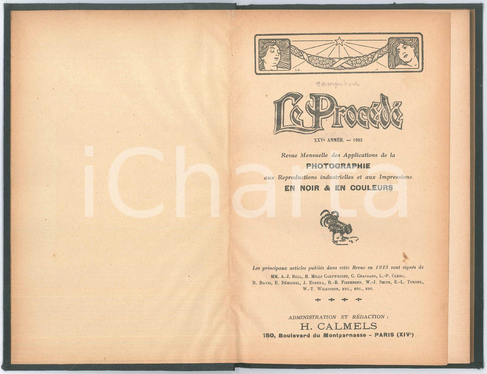 1923 LE PROCÃ‰DÃ‰ (FRANCE) Revue mensuelle PHOTOGRAPHIE *Annata completa rilegata Brossura editoriale, con copertina rigida.E' presente l'annata completa della rivista di fotografia, illustrata b/n.PAGINE: 100 FAIR/discreto lievi tracce d'uso in copertina e sporadiche tracce a matita Formato: 16x24 cm originale e autentica 1